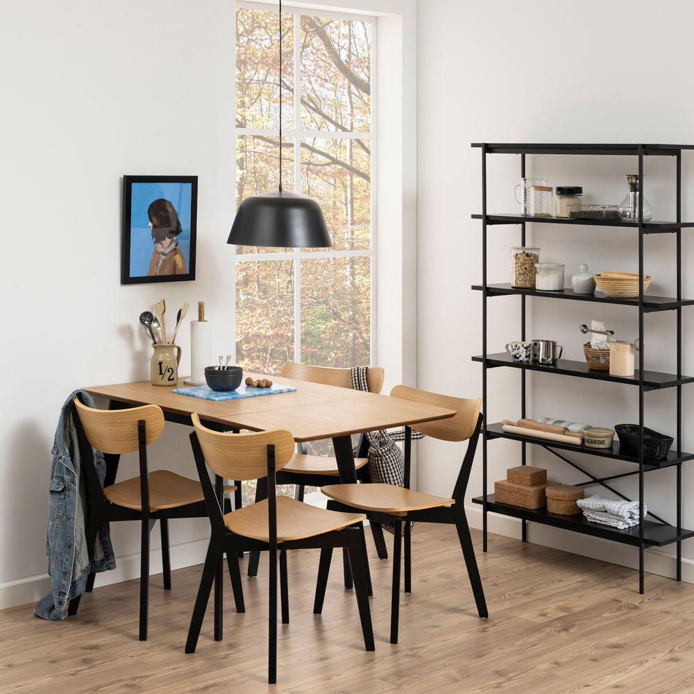 Furniture To Go Roxby Oak and Black 4 Seater 80-120cm Extendable Dining Table Image 5