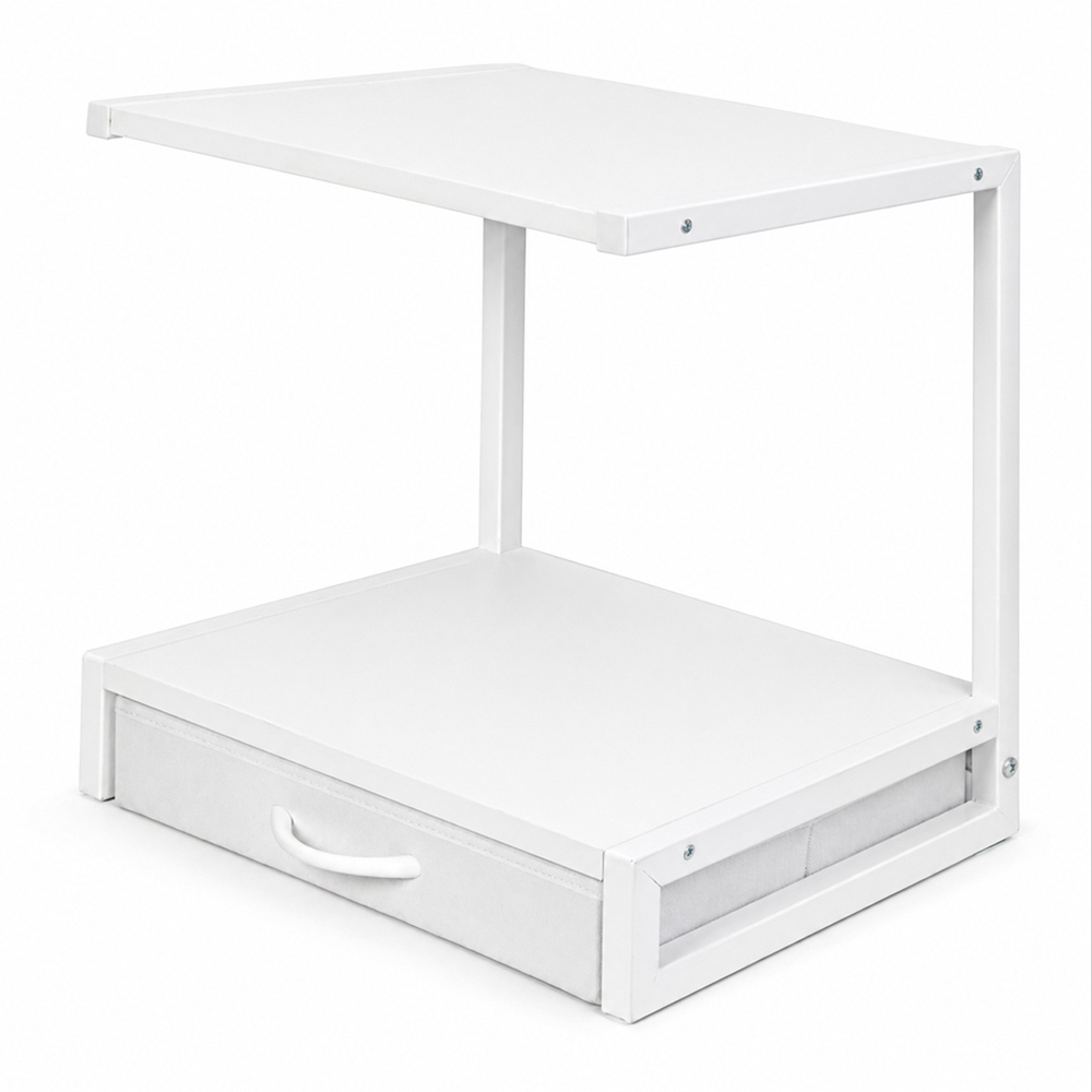 Levede White 2-Tier Single Drawer Printer Stand Image 2