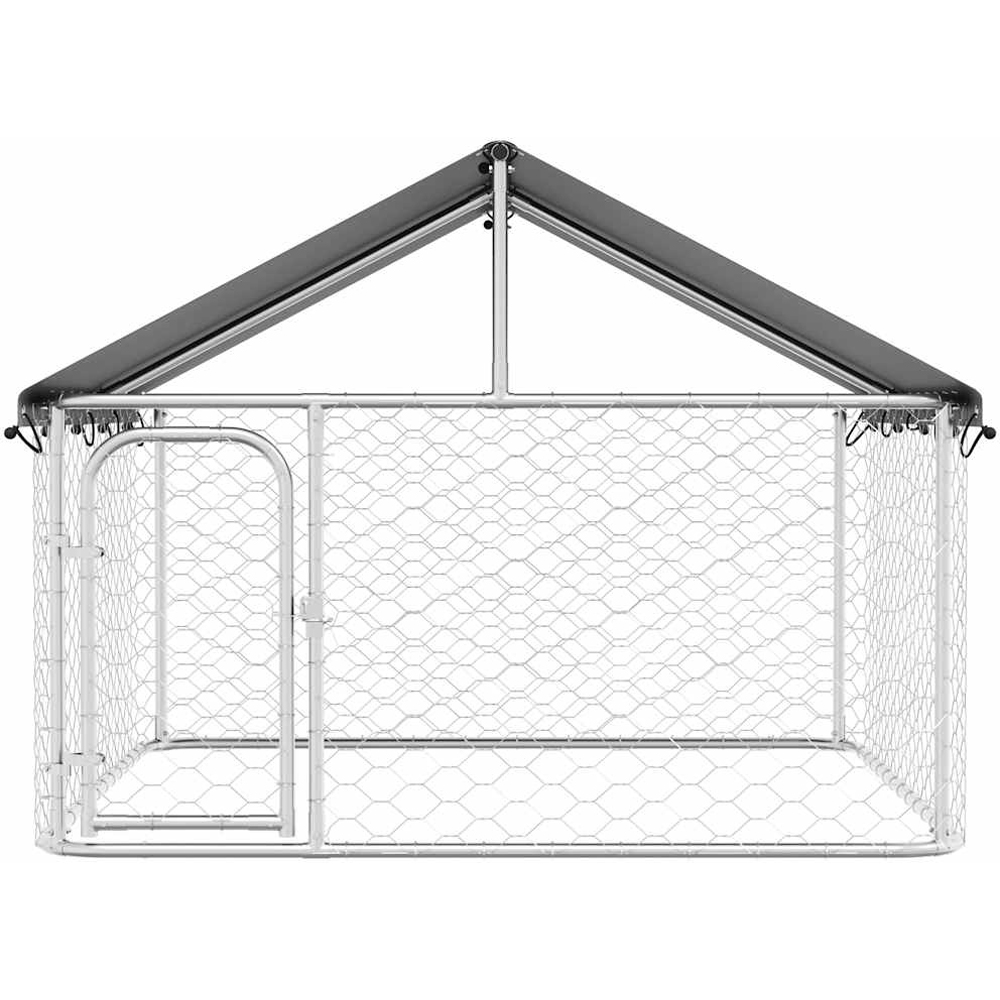 Walplus Silver Galvanised Steel Outdoor Apex Dog Kennel with Roof 6.5 x 6.5ft Image 3