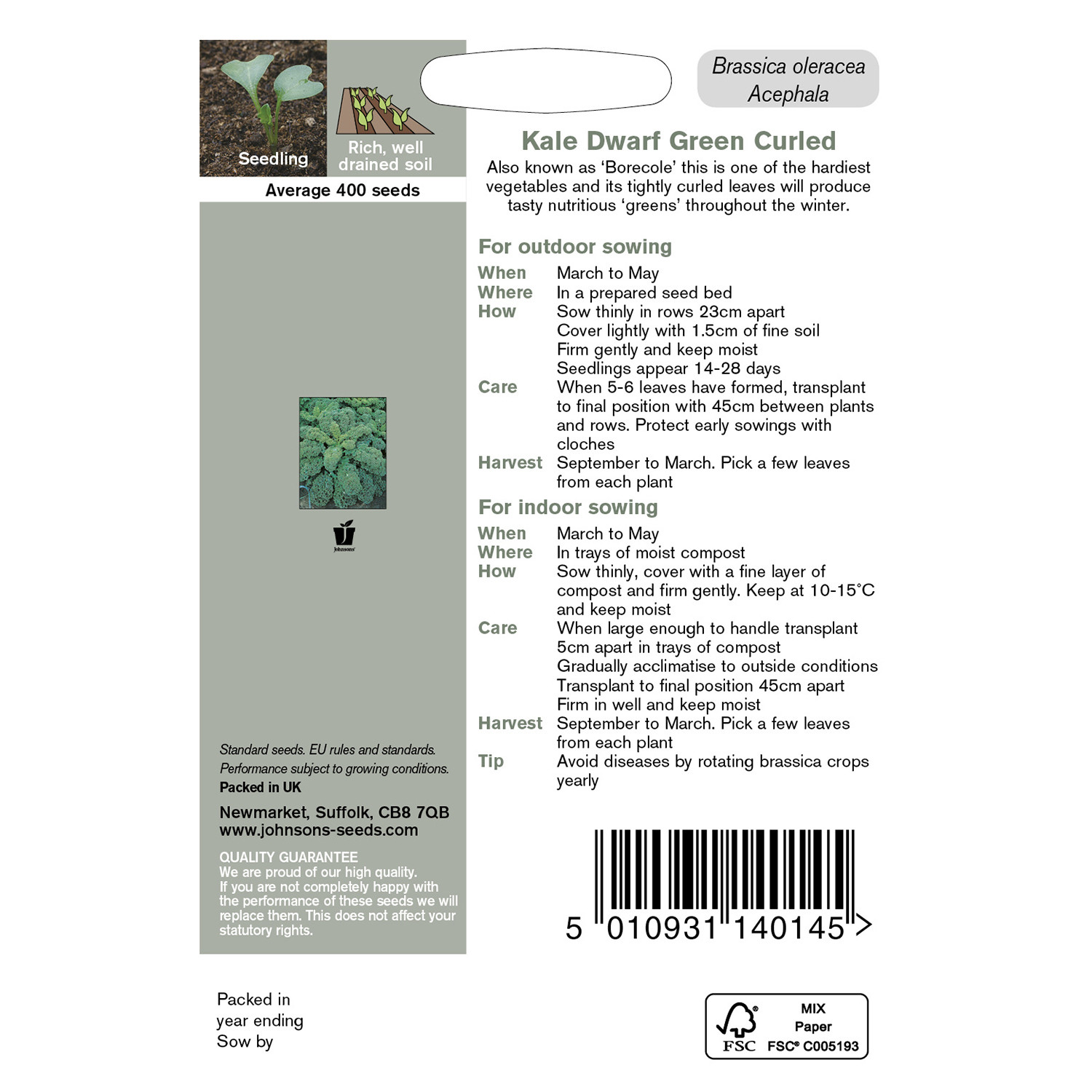 Johnsons Dwarf Green Curled Kale Seeds Image 3