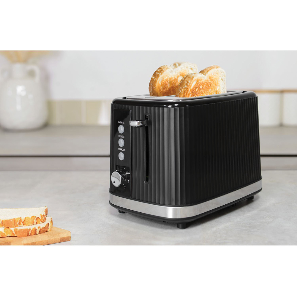 Contour Two Slot Plastic Toaster - Black Image 5