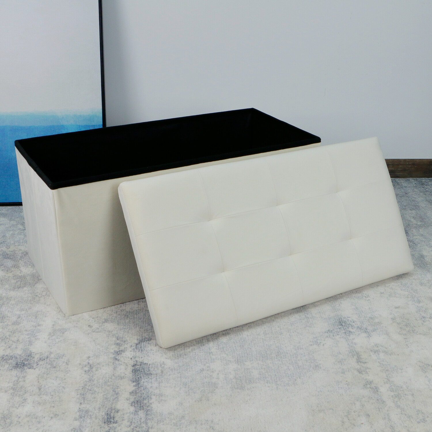 Seville Cream Brushed Velvet Storage Trunk Image 3