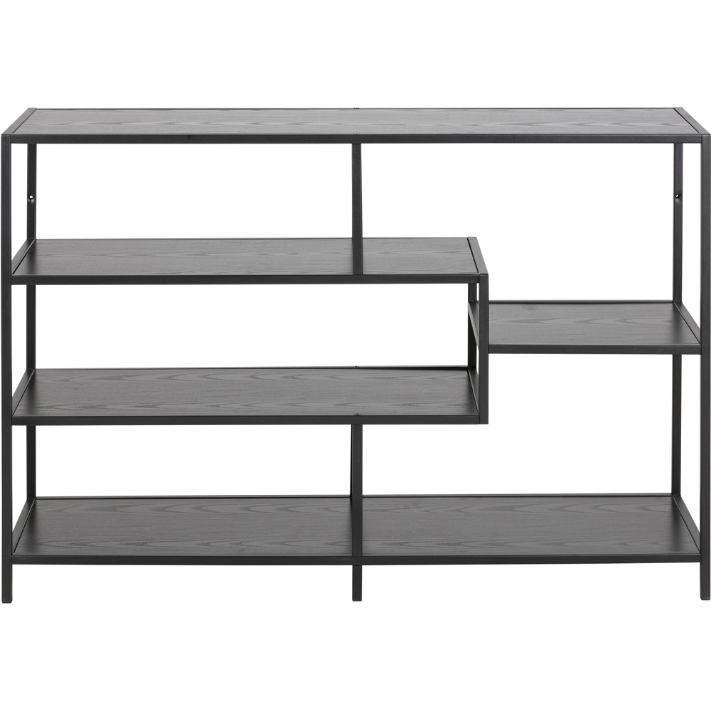Furniture To Go Seaford Black Oak 4 Shelf Wide Bookcase Image 2
