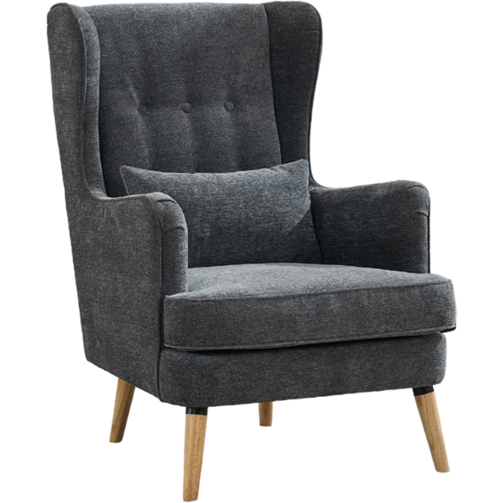 Newbridge Dark Grey Textured Fabric Wing Back Accent Chair with Scatter Cushion Image 2