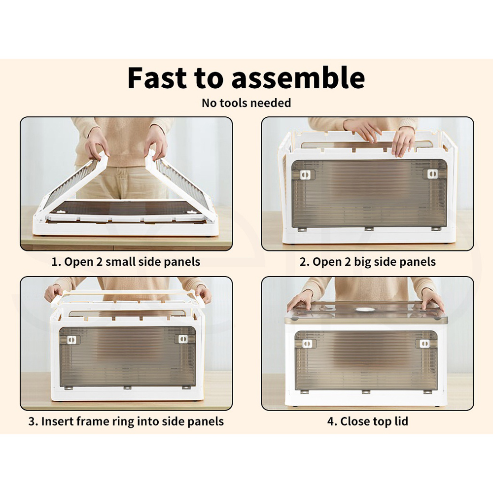 Levede Clear Plastic Stackable Storage Box with Wheels 28L 2 Pack Image 5