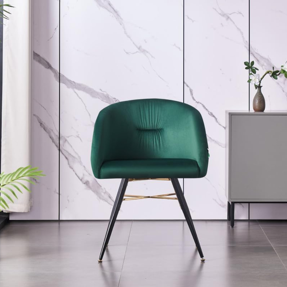 Life Interiors Vittorio Green Velvet Upholstered Dining Chair Set of 4 Image 6