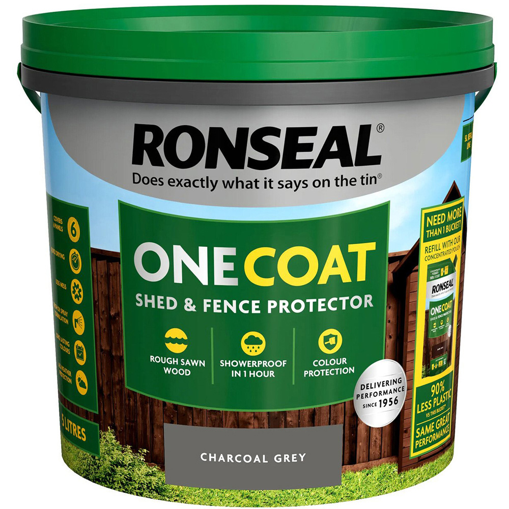 Ronseal One Coat Shed and Fence Protector - Charcoal Grey Image 2