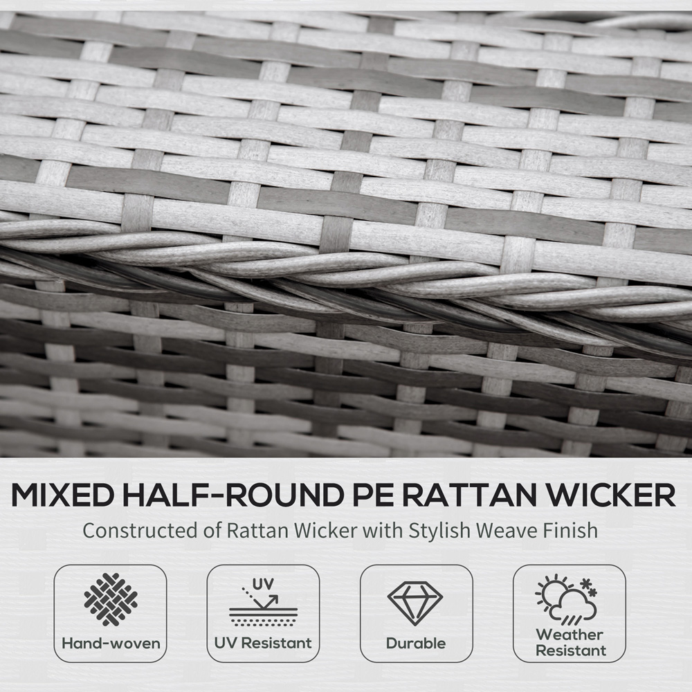 Outsunny 6 Seater Grey Rattan Wicker Sofa Lounge Set Image 4