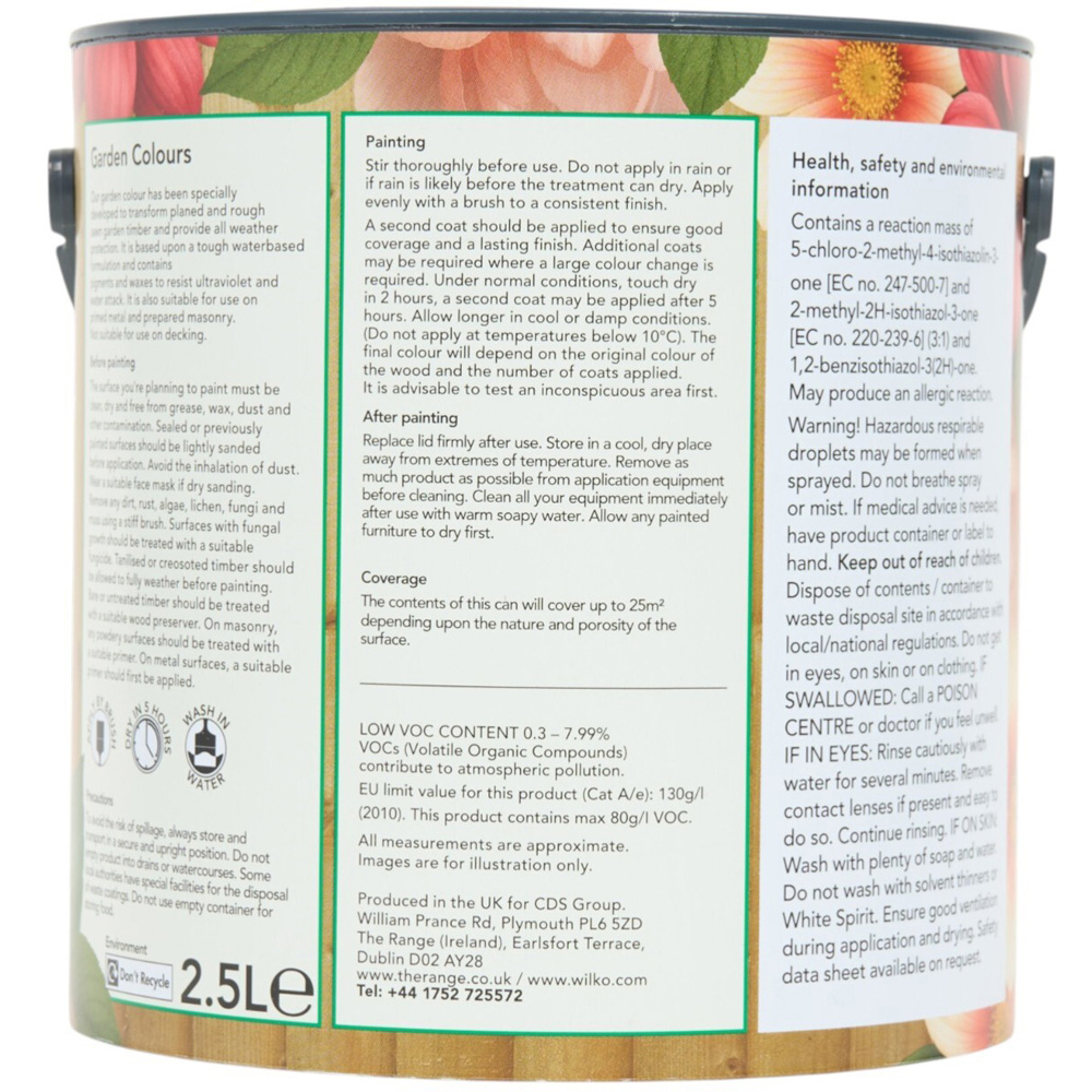 Wilko Garden Colours Dark Smoke Wood Paint 2.5L Image 2