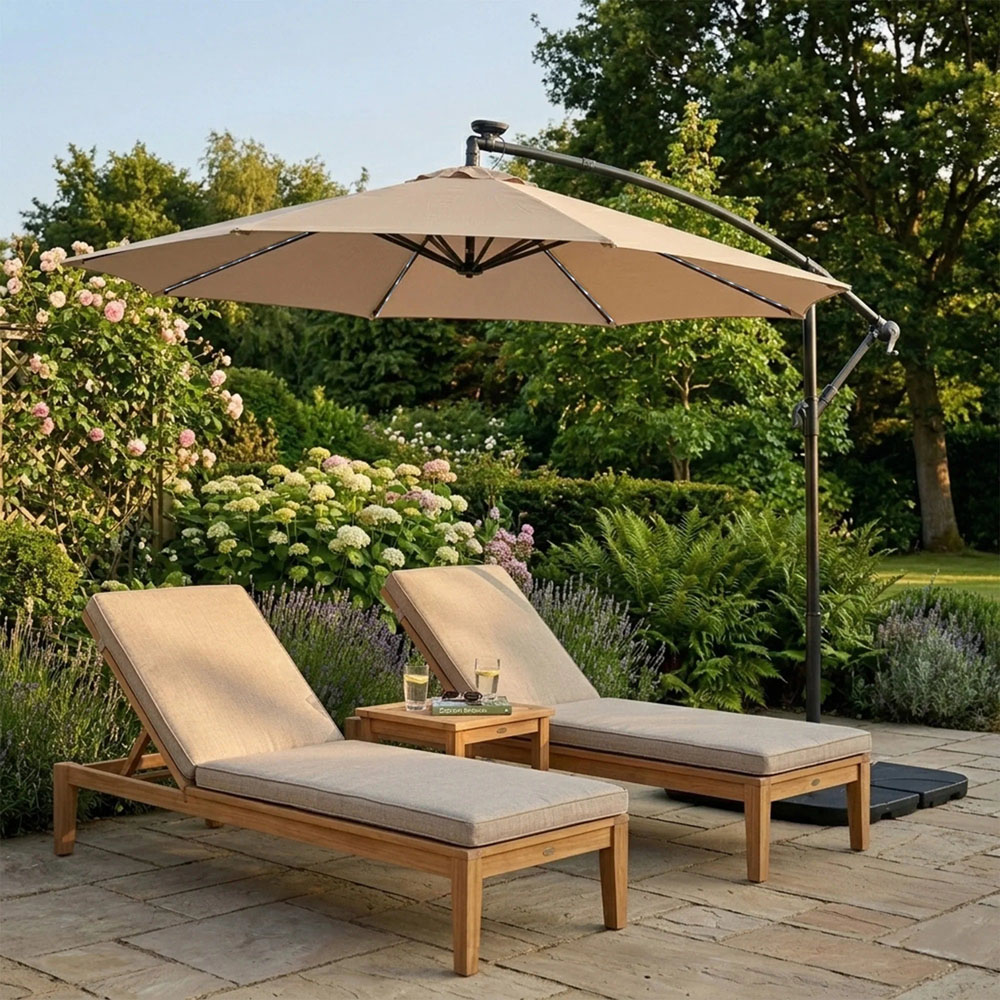 MonsterShop LED Beige Cantilever Parasol 3m Image 2