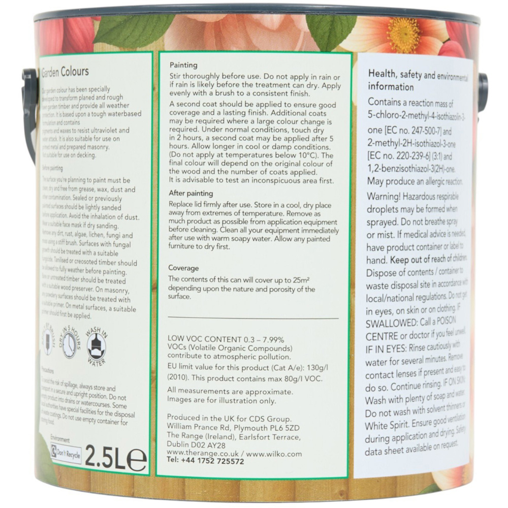 Wilko Garden Colours City Slate Wood Paint 2.5L Image 2