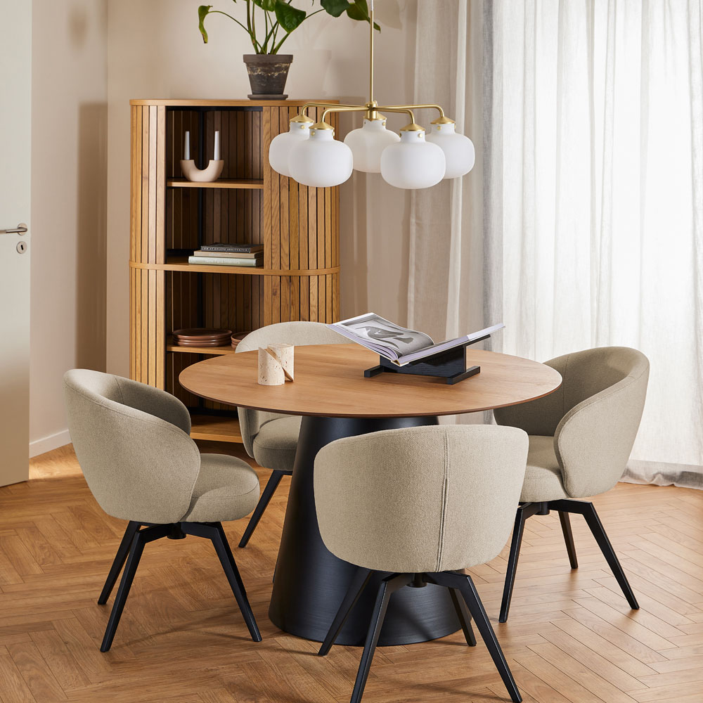 Furniture To Go Soli Oak and Black 4 Seater Round Dining Table Image 3