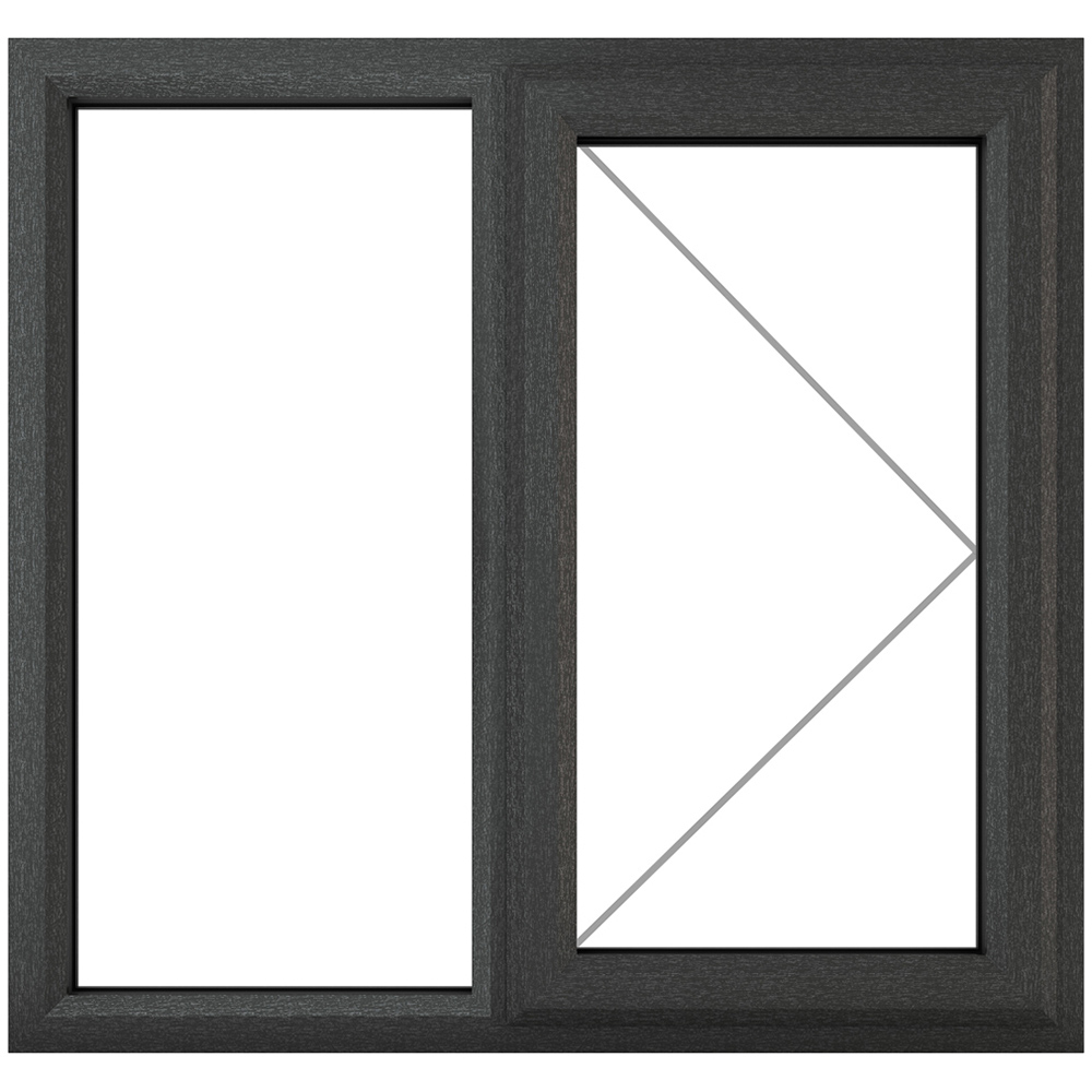 Crystal RH Side Hung Next to a Fixed Grey and White Clear Glass uPVC Triple Glazed Window 1115 x 1190mm Image 2