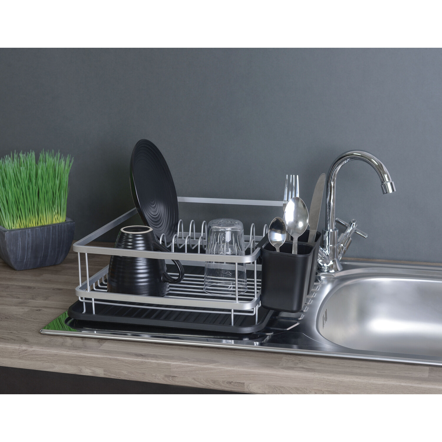 Aluminium Black Dish Drainer - Aluminium Image 6