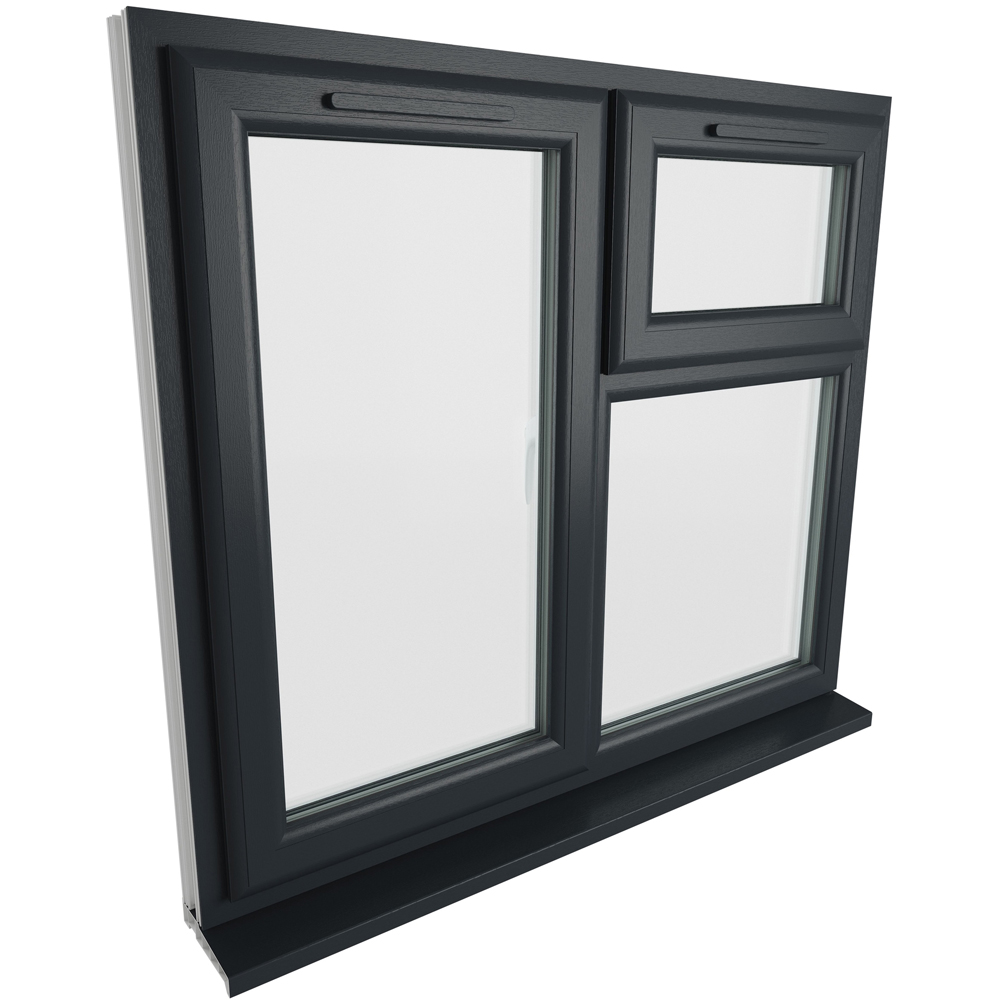 Crystal LH Side Hung and Top Opener Grey White Clear Glass uPVC Double Glazed Window 1190 x 1040mm Image 9