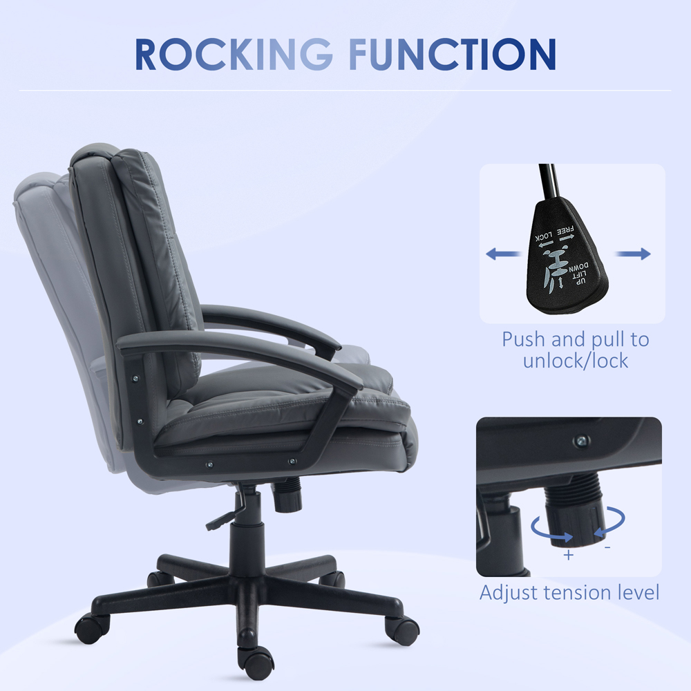 Portland Grey Faux Leather Swivel Office Chair Image 5
