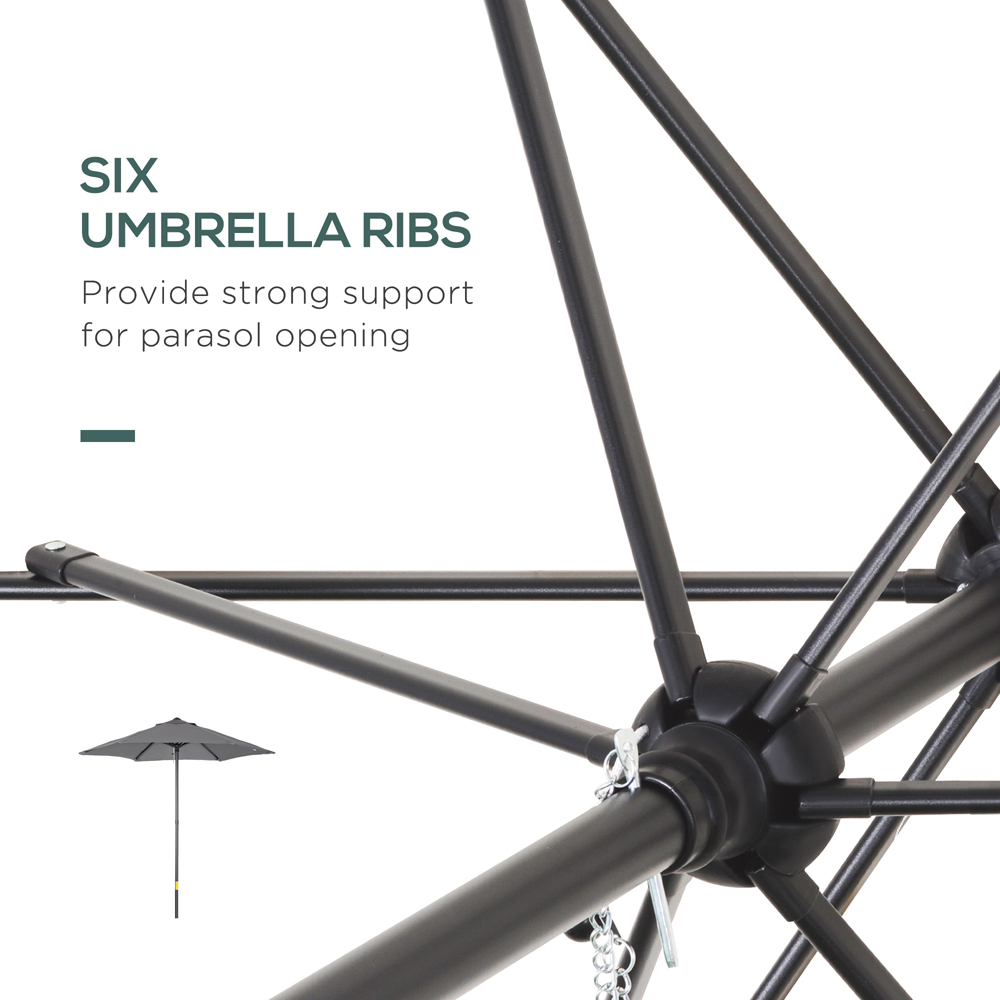 Outsunny Dark Grey Patio Parasol 2m Image 5
