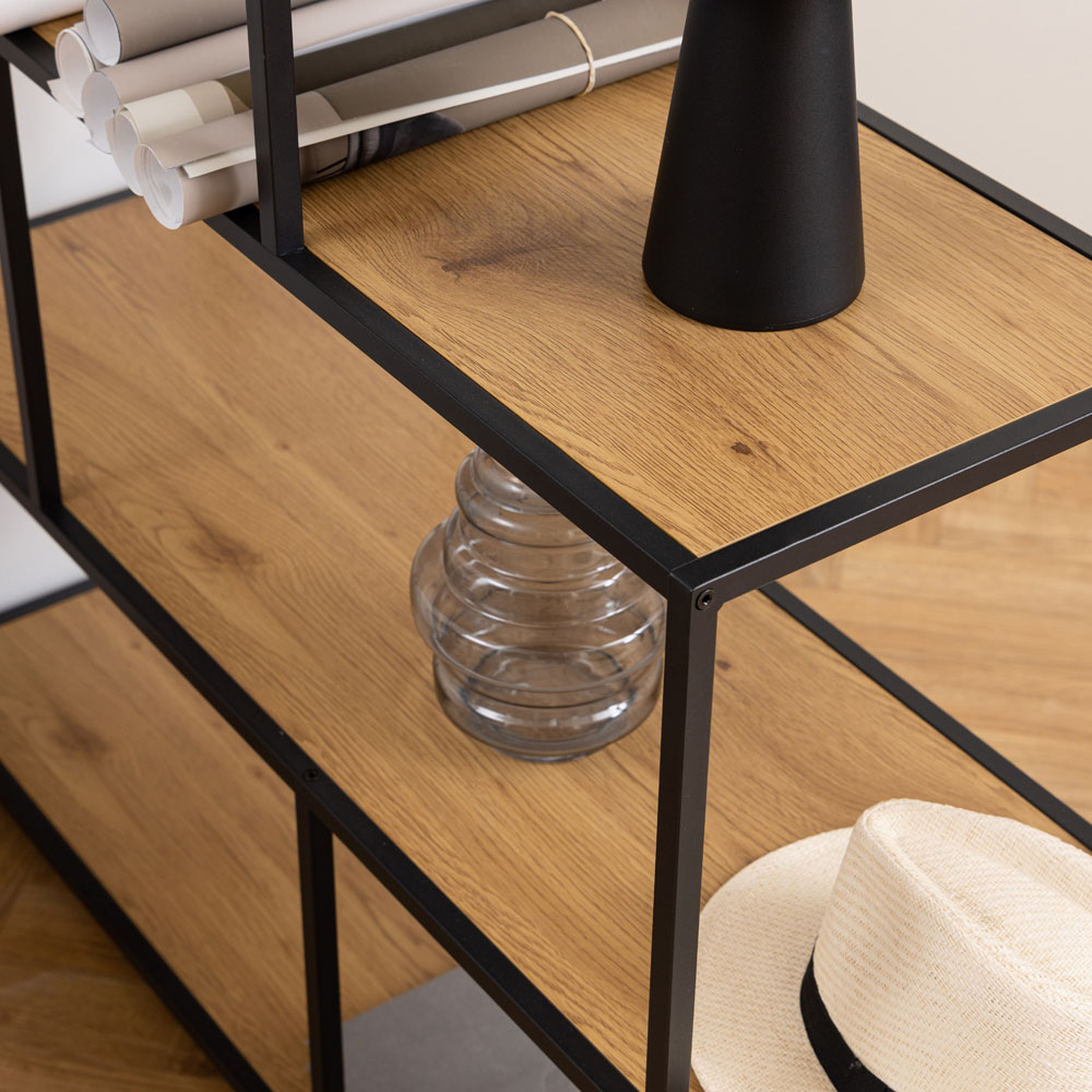 Furniture To Go Seaford Black and Oak 4 Shelf Bookcase Image 5