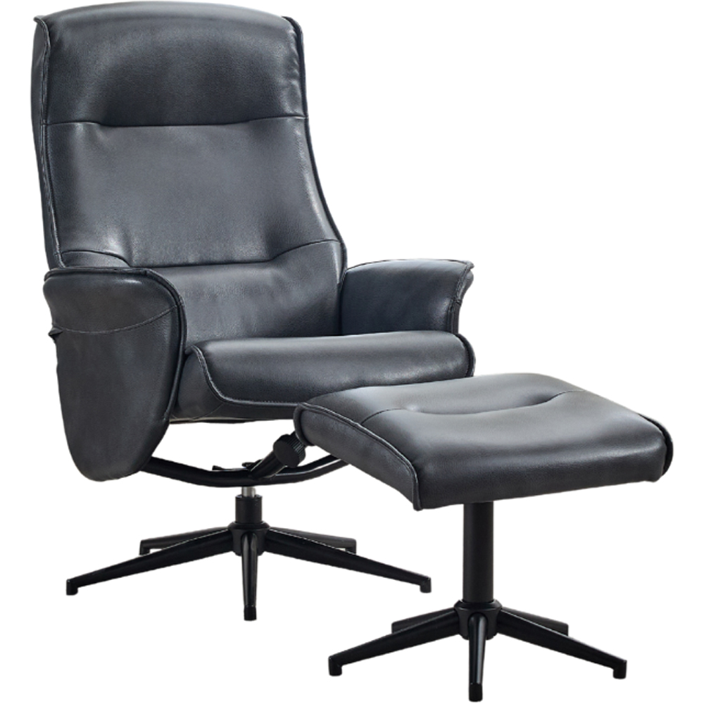 Sutton Ocean Blue Swivel High Back Chair with Footstool Image 2