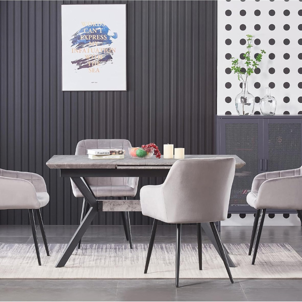 Life Interiors Camden Light Grey Velvet Upholstered Dining Chair Image 8