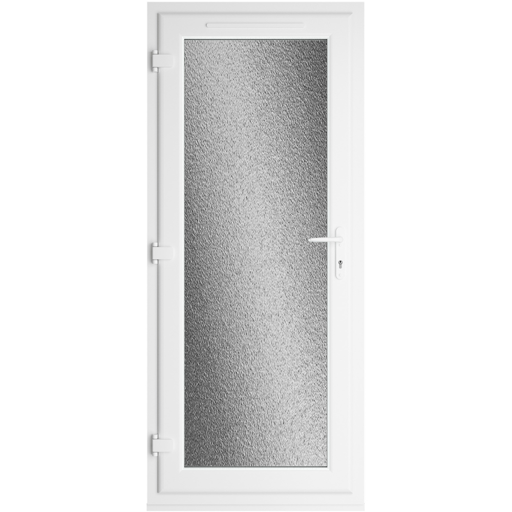Crystal Full Glass RH White Obscure Glass uPVC Triple Glazed Door 920 x 2090mm Image 2