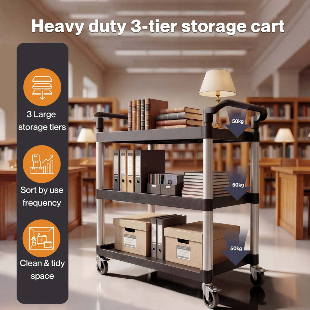 Levede Black 3 Shelf Rolling Tool Storage Cart Image 6