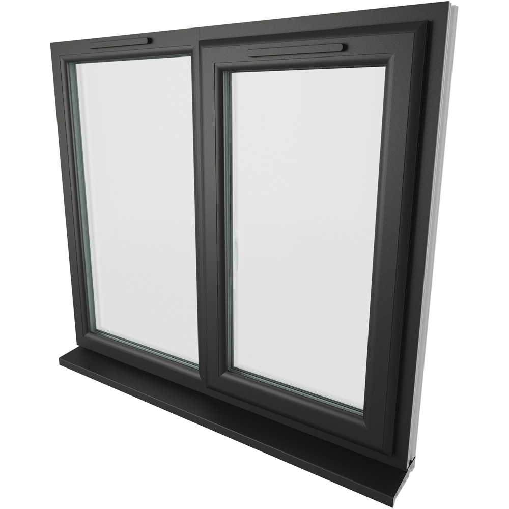Crystal Black and White RH Side Hung Next to a Fixed Clear Triple Glazed Window 1190 x 1115mm Image 4