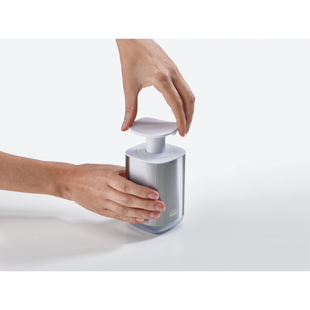 Joseph Joseph Presto White Stainless Steel Hygienic Soap Dispenser Image 4