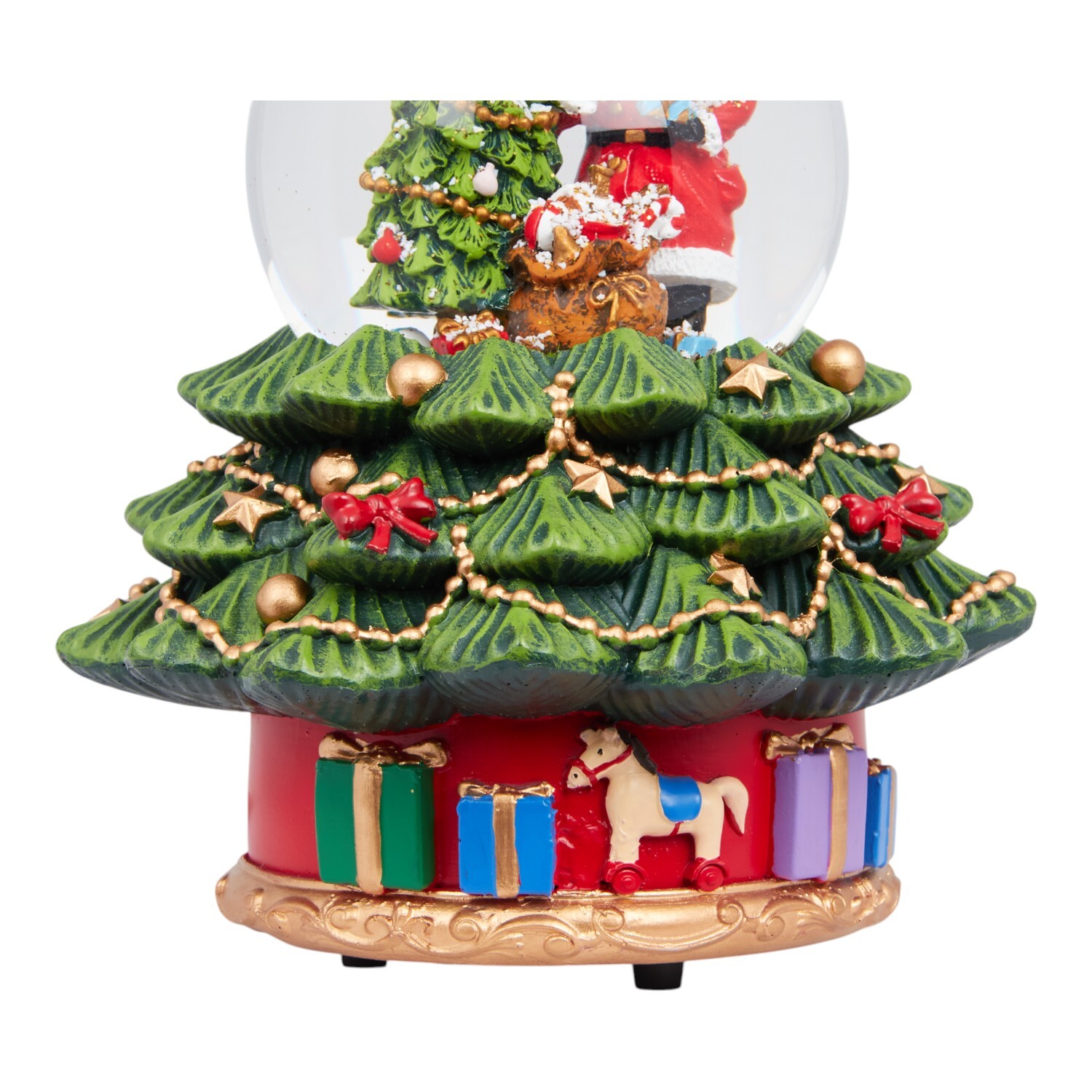 Musical Christmas Tree Santa Snow Globe Decoration Image 4