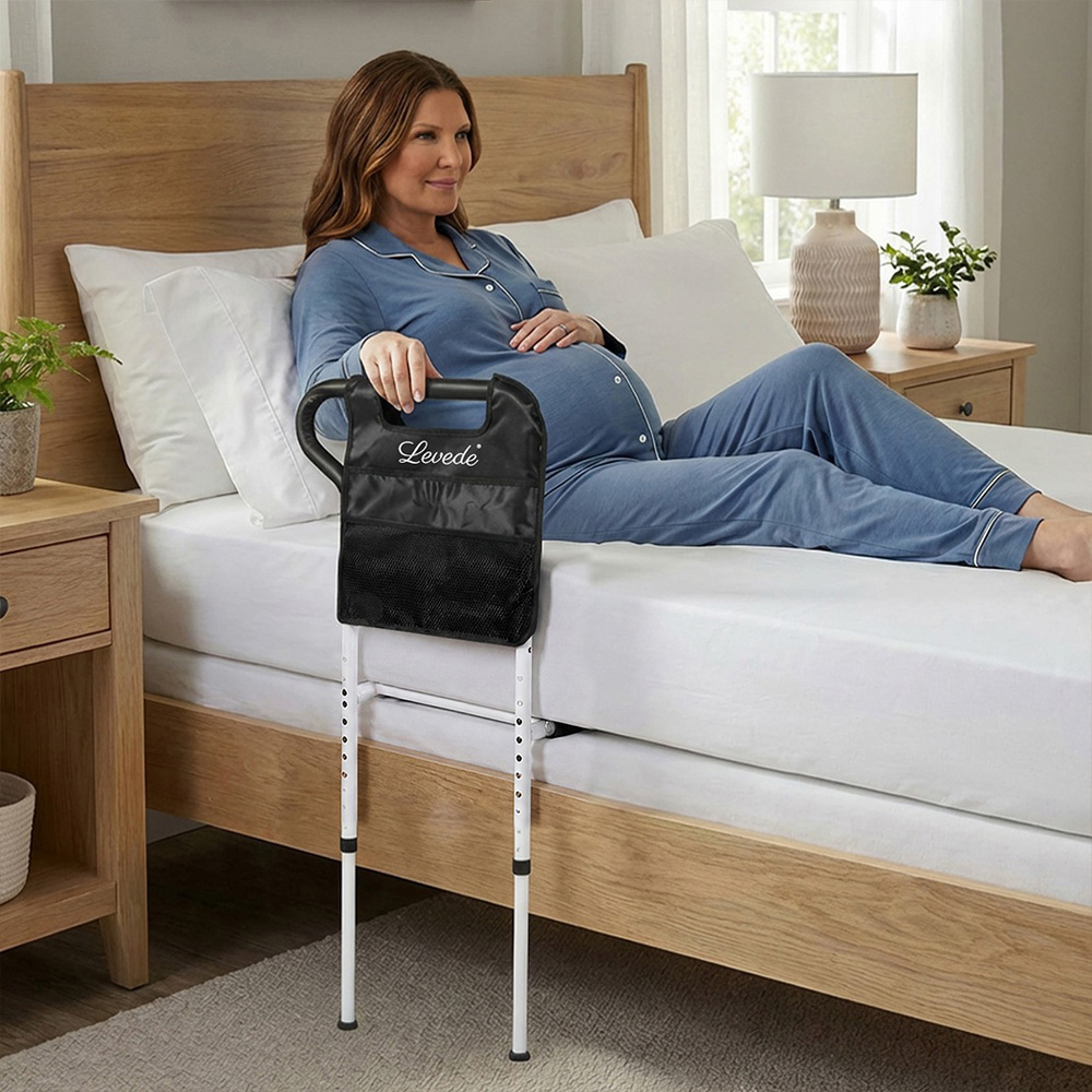Levede Adjustable Bedside Support Bar with Pouch Image 2