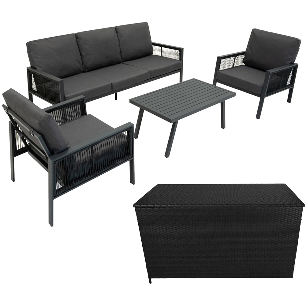 Jardi Anthracite Grey 5 Seater Garden Sofa Set with Rain Cover and 582L Storage Box Image 2