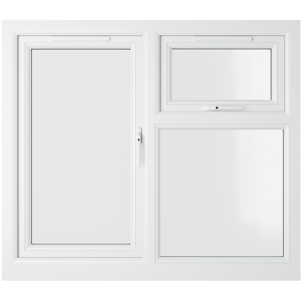 Crystal RH Side Hung and Top Opener White Clear Glass uPVC Triple Glazed Window 965 x 1190mm Image 2