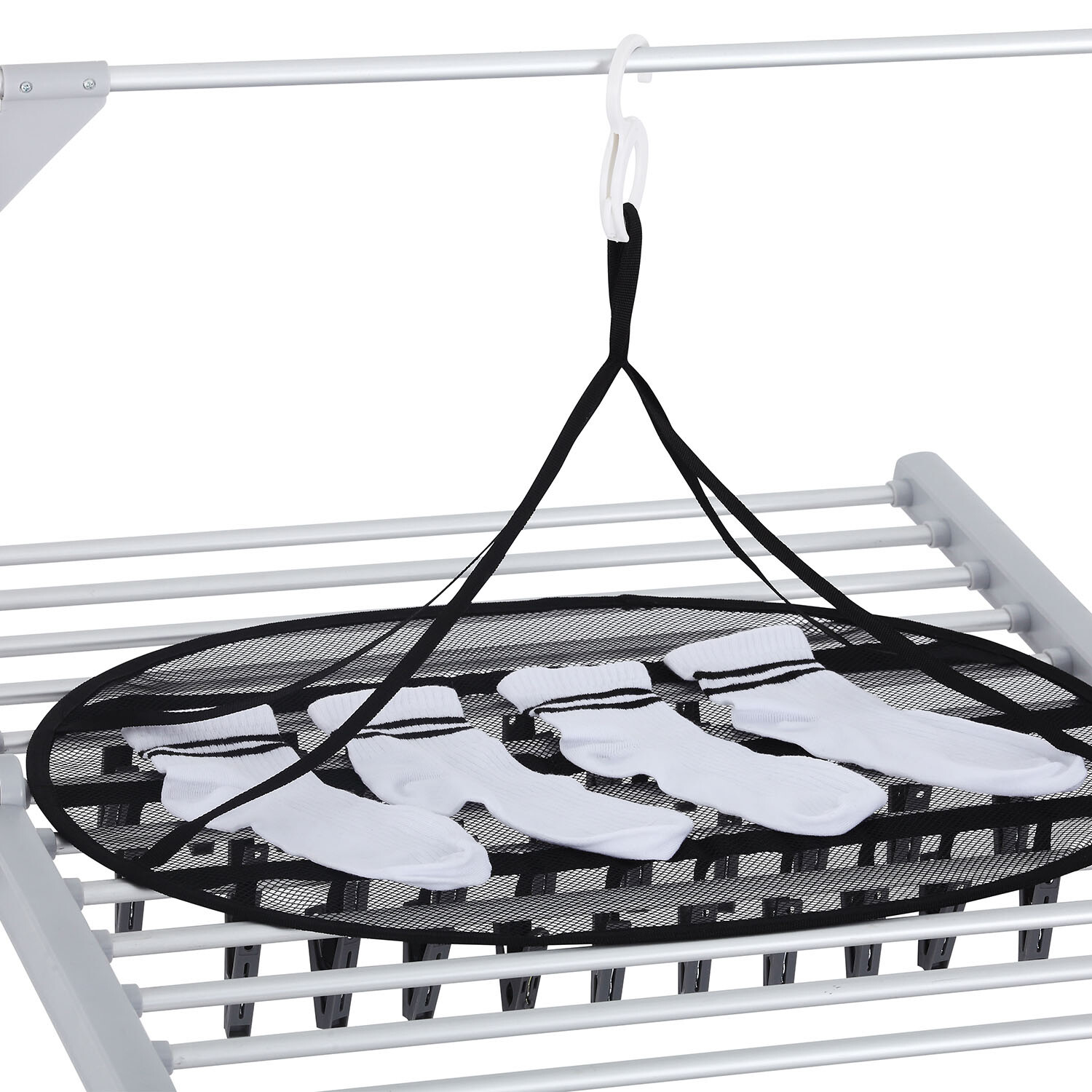 Mesh Airer with 30 Pegs - Silver Image 2