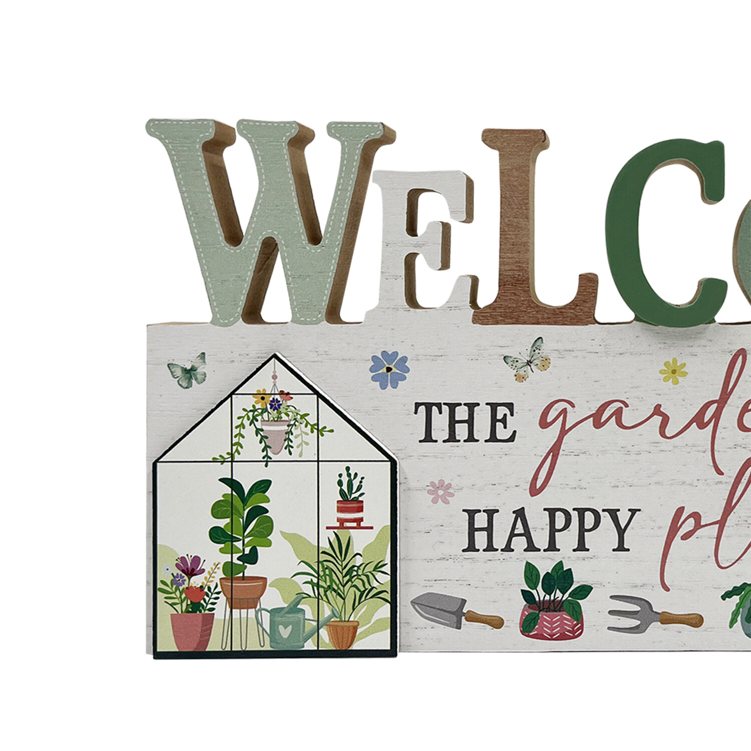 Welcome Garden Happy Place Sign - White Image 2