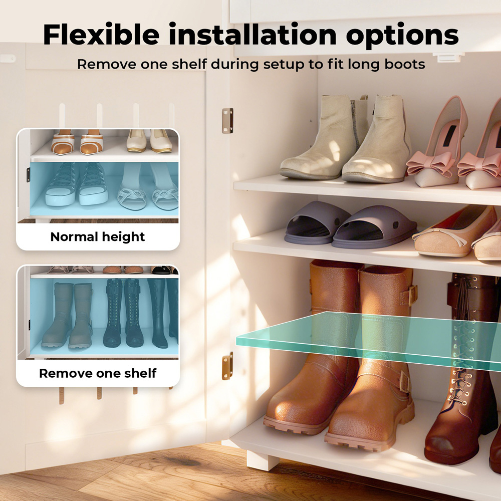 Levede White 4-Tier Shoe Storage Rack Image 4