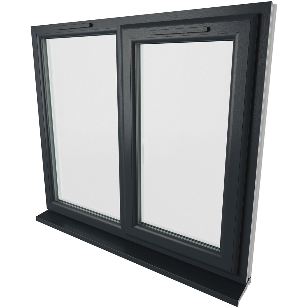 Crystal RH Side Hung Next to a Fixed Grey White Clear Glass uPVC Double Glazed Window 1190 x 1190mm Image 9
