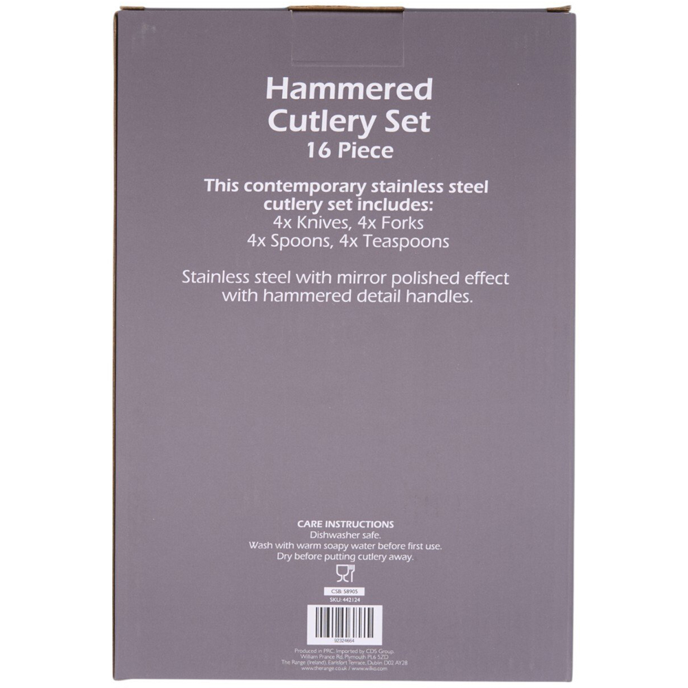 Kitchen Master 16 Piece Hammered Cutlery Set Silver Image 2