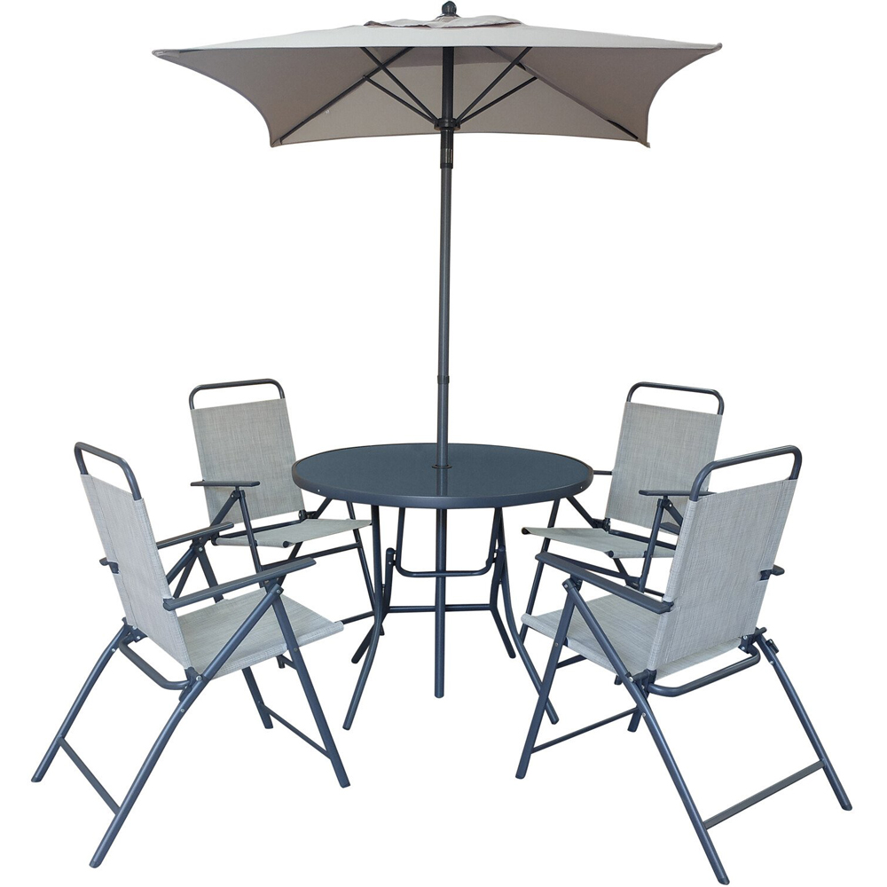 Malay Outdoor Essentials Safina 4 Seater Foldable Patio Dining Set Sage Image 2
