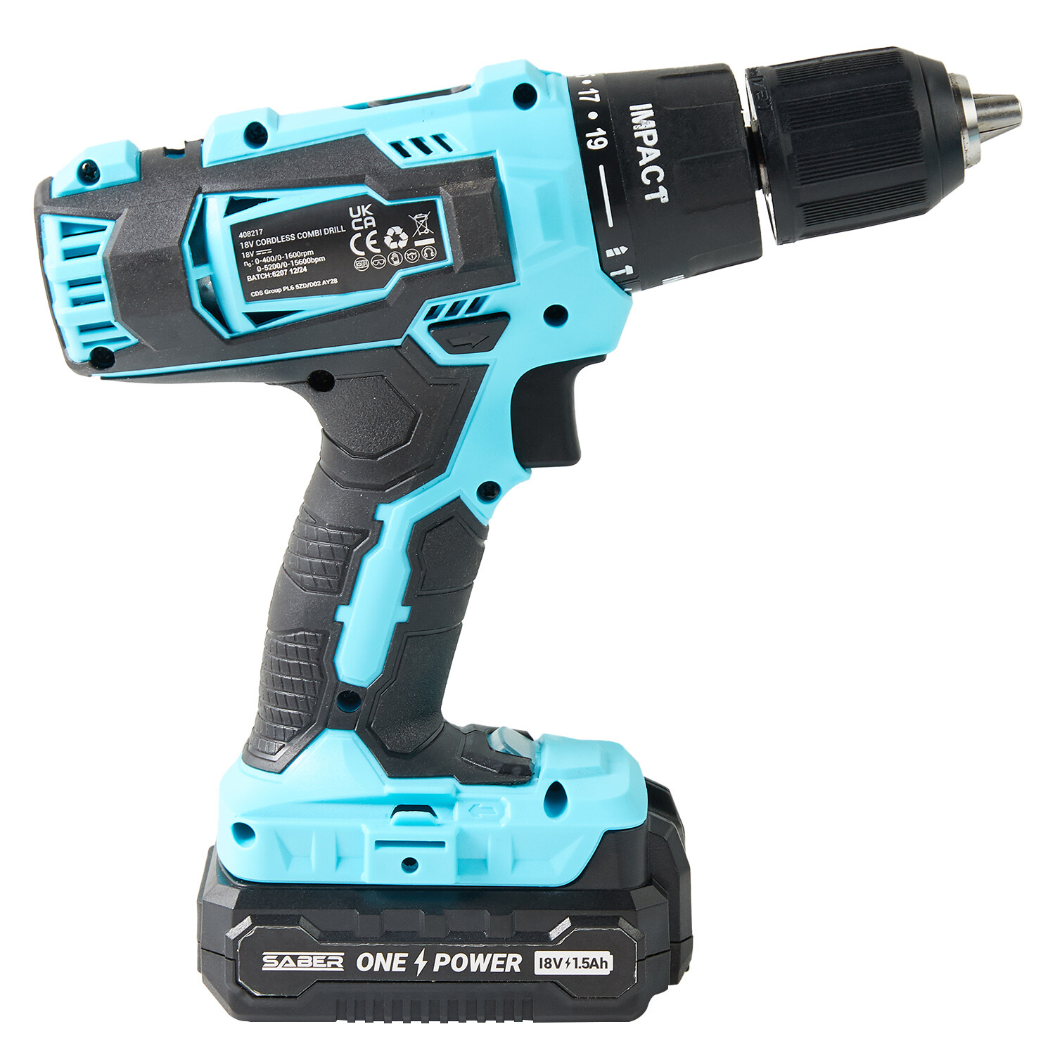 Saber 18V One Battery Cordless Combi Drill Kit Inc Battery and Charger Image 7