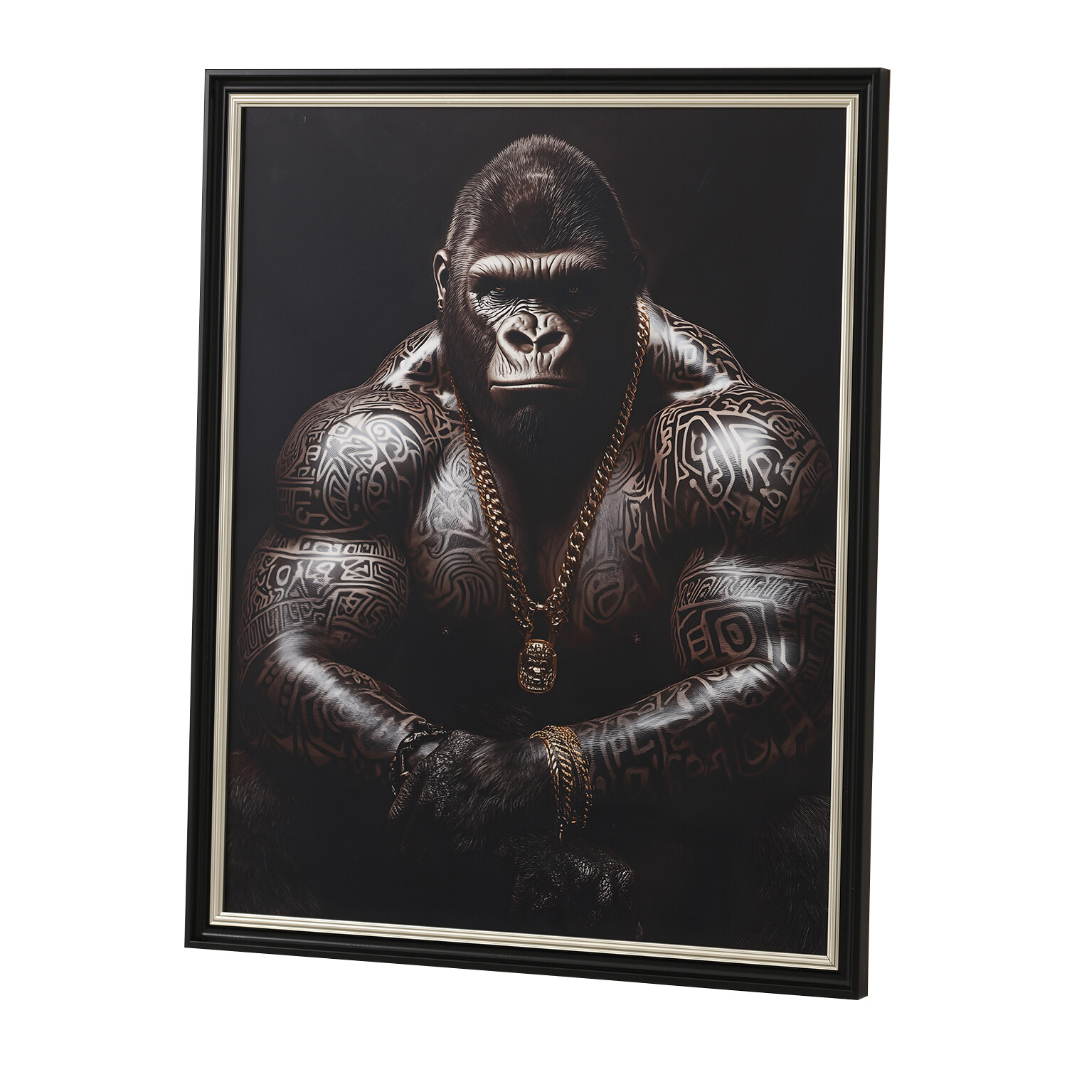 Tattooed Gorilla Gloss Art Frame Black Image 3