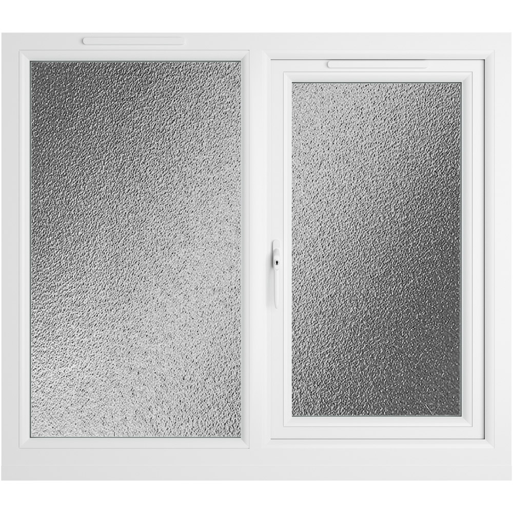 Crystal LH Side Hung Next to a Fixed White Obscure Glass uPVC Double Glazed Window 1190 x 965mm Image 2