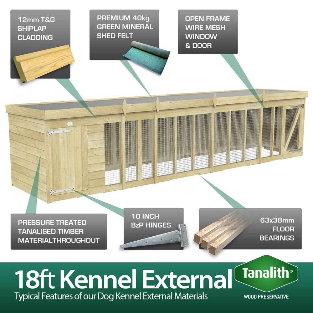 DIY Sheds 18 x 4ft Pressure Treated Tongue and Groove Timber Dog Kennel and Run Image 4