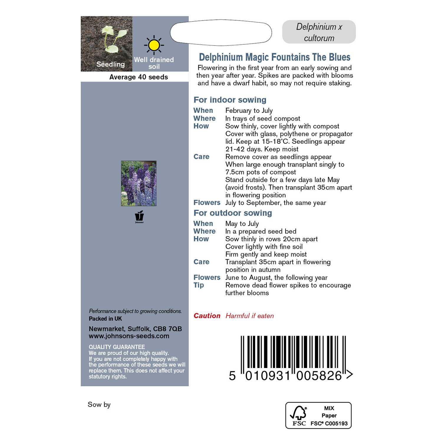 Johnsons Delphinium Magic Fountains The Blues Flower Seeds Image 3