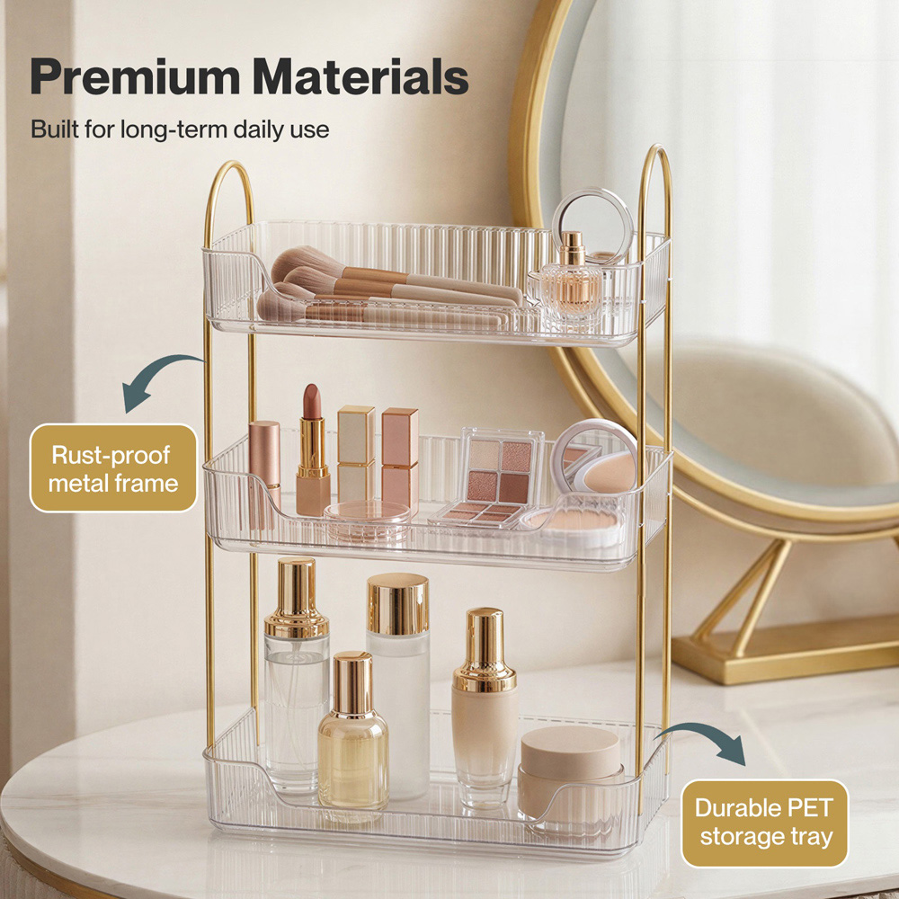 ilus White 3 Shelf Makeup Organiser Rack Image 4