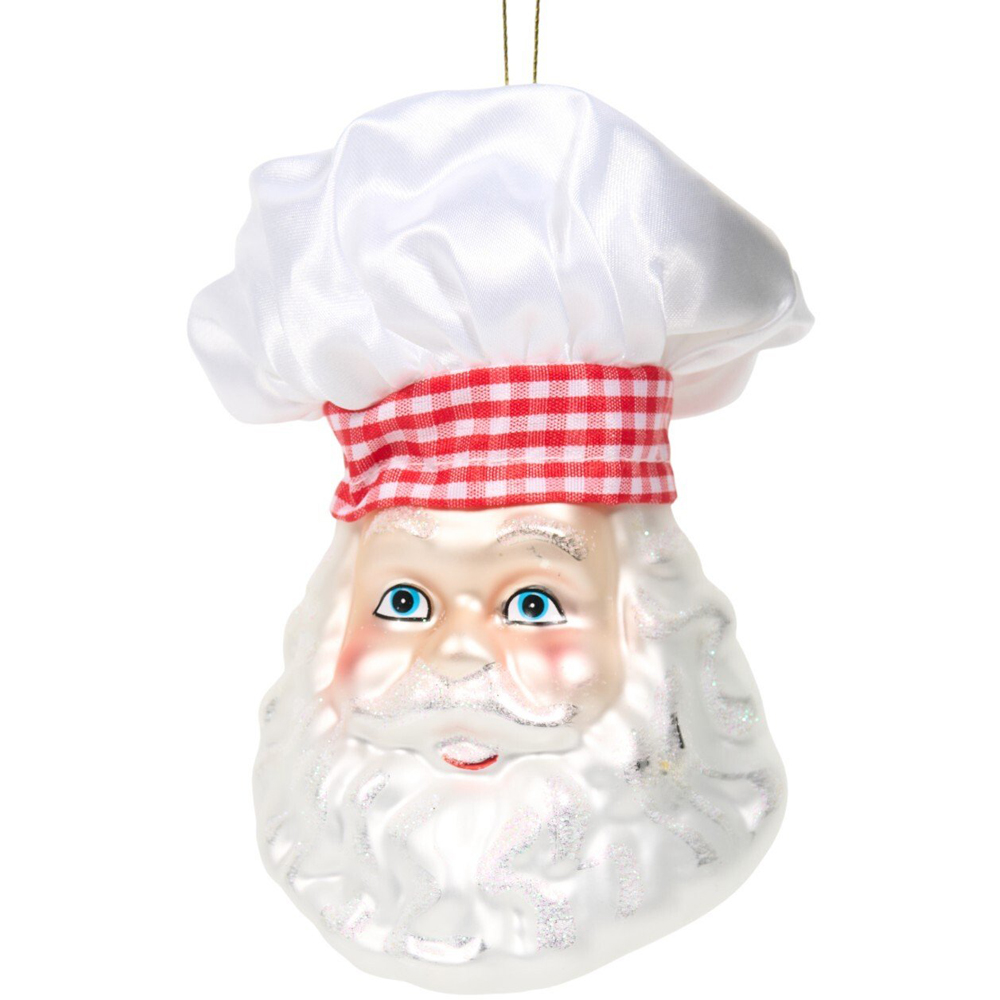 Glass Chef Santa Decoration White Image 2
