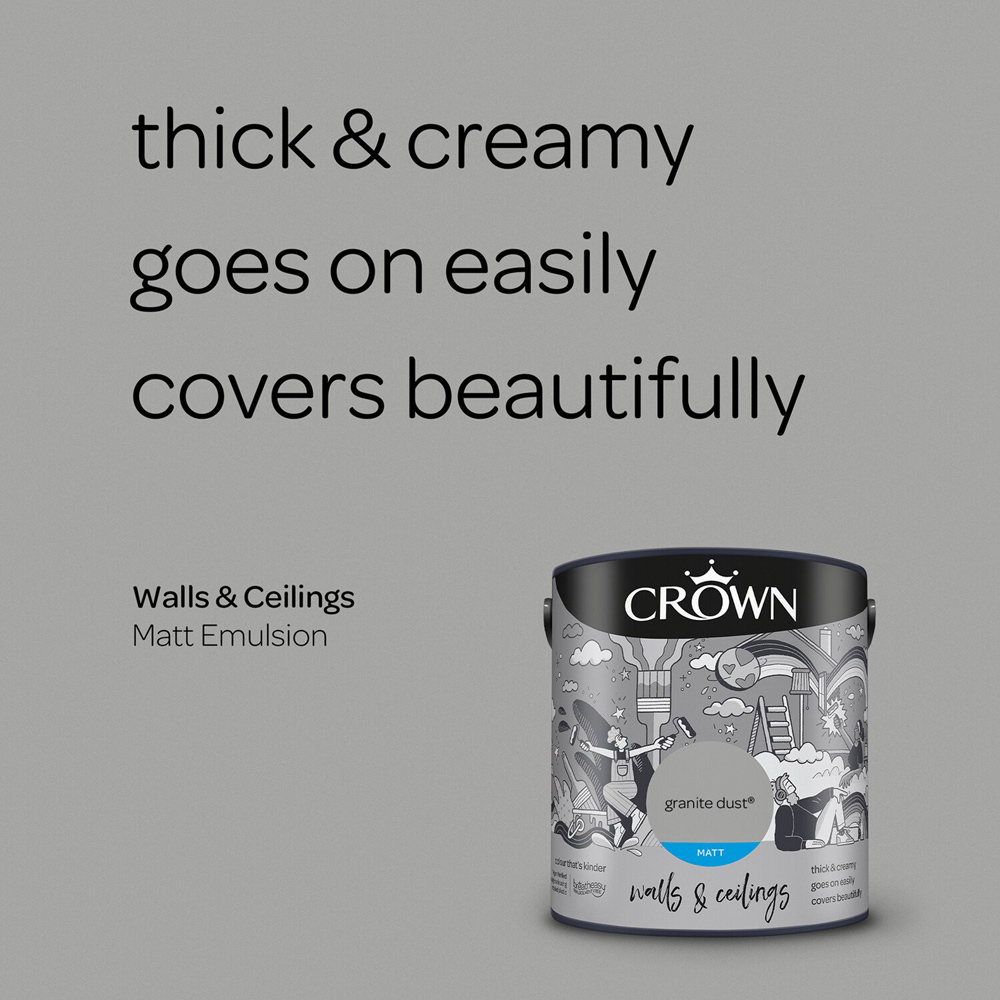 Crown Wall & Ceilings Granite Dust Matt Emulsion 2.5L Image 6