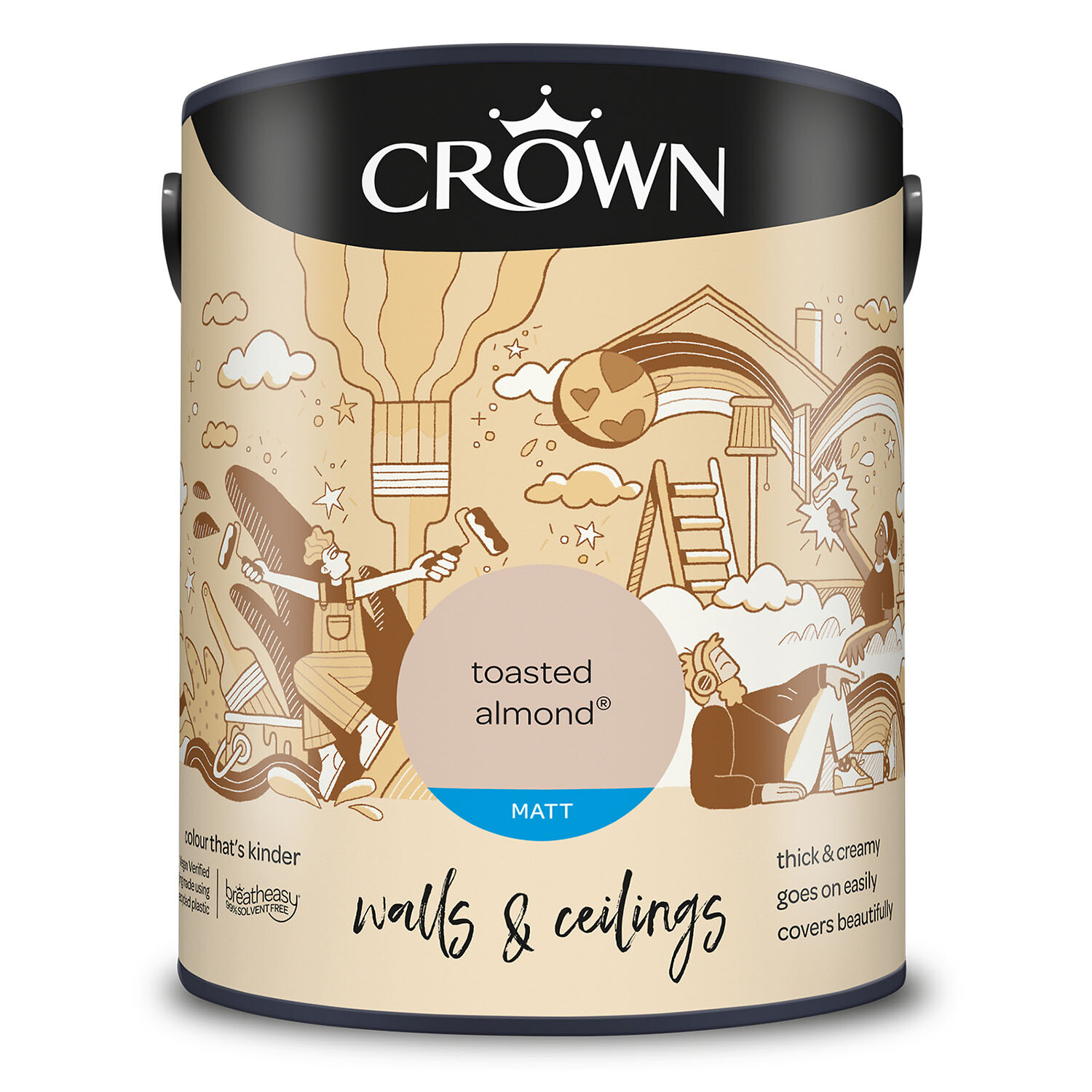 Crown Matt Emulsion Paint 5L - Toasted Almond Image 9