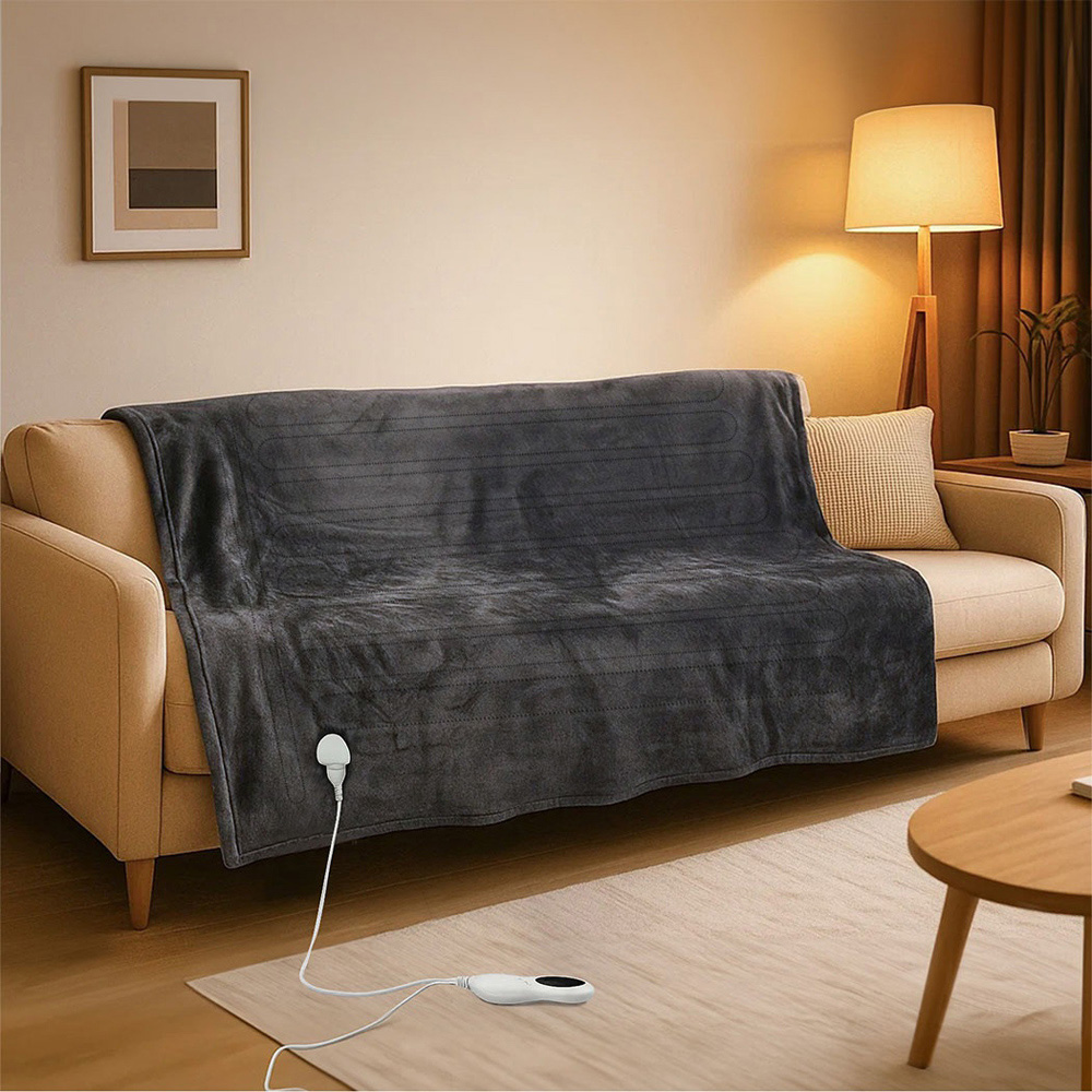 Lavio Grey Flannel Fabric Reversible Electric Heated Throw Blanket 160 x 130cm Image 3