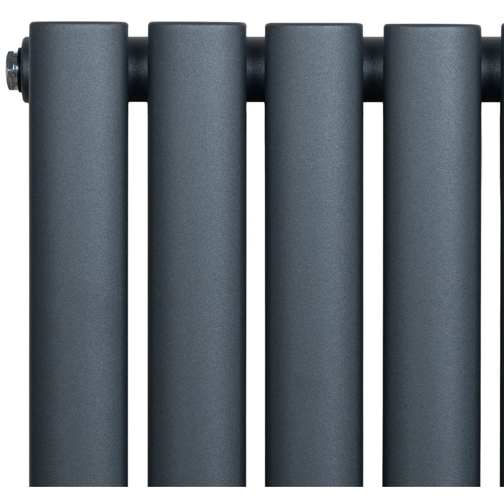 MonsterShop Anthracite Grey Oval Single Column Radiator and Chrome Valve Set 1919 BTU 1600 x 240mm Image 4