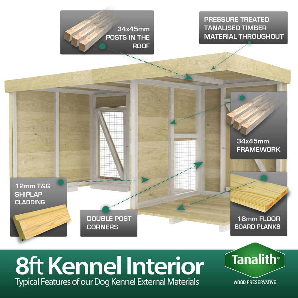 DIY Sheds 6 x 6ft Pressure Treated Tongue and Groove Timber Dog Kennel and Run Image 5